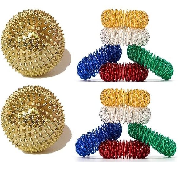 LRK Acupressure Magnetic Ball Set 2Pc and Sujok Ring Finger Massager 10 Pc Kit